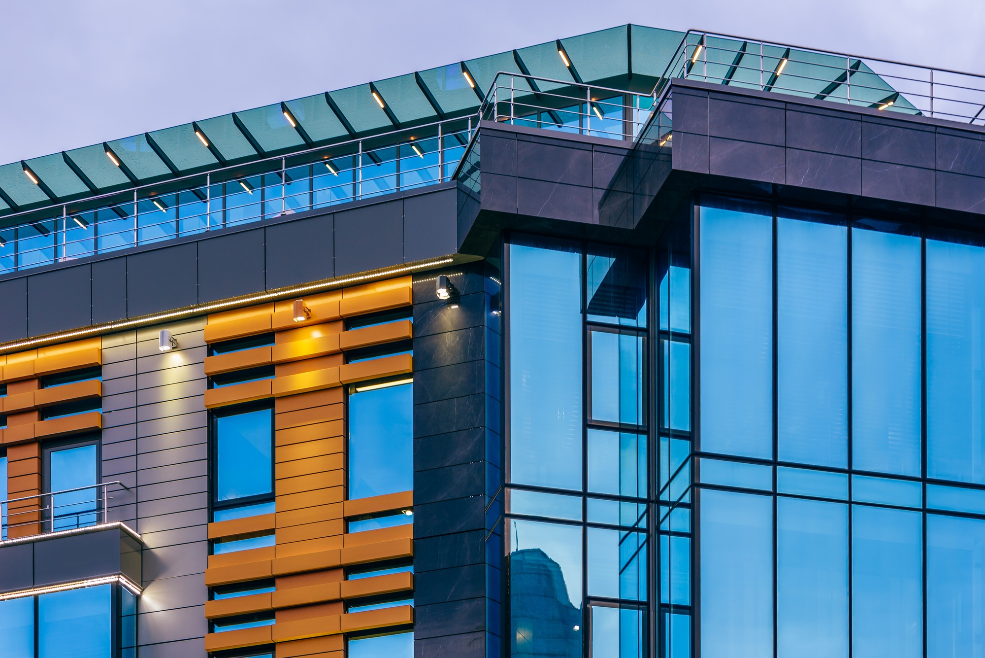 Modern high-rise building with a glass facade.
